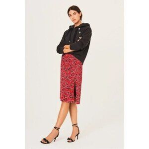Ba&sh Jade red floral skirt with slit XS